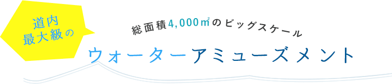 総面積4,000㎡のビッグスケール 道内最大級のウォーターアミューズメント